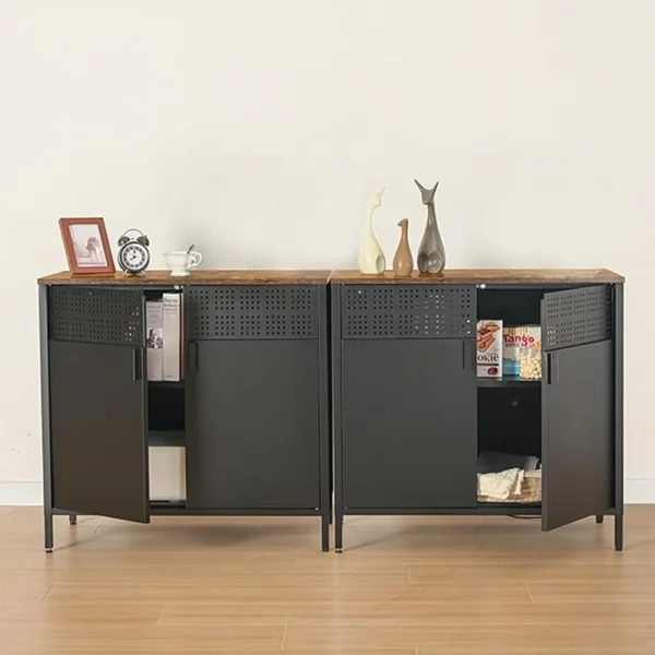 Metal Storage Cabinet with Doors Opened