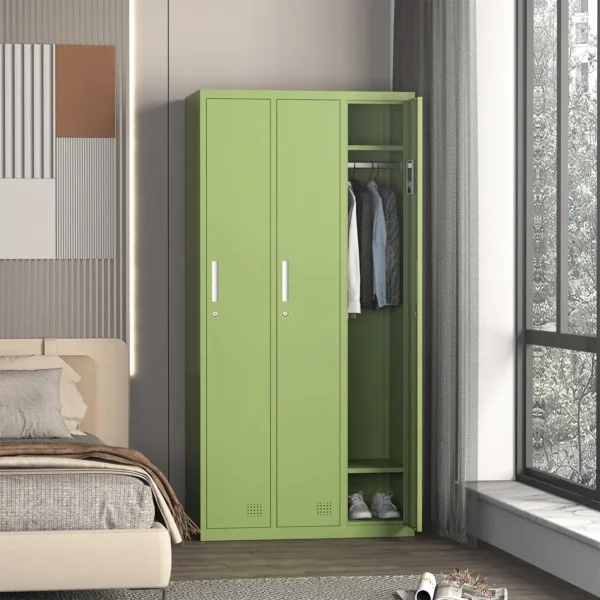 Green Steel Locker with 3 Doors for Office or Home Storage