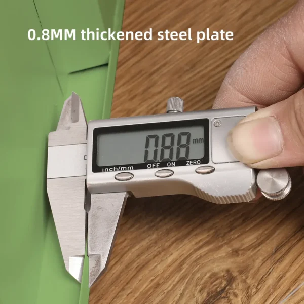 Measuring Thickness of Green Steel Locker Plate at 0.8mm