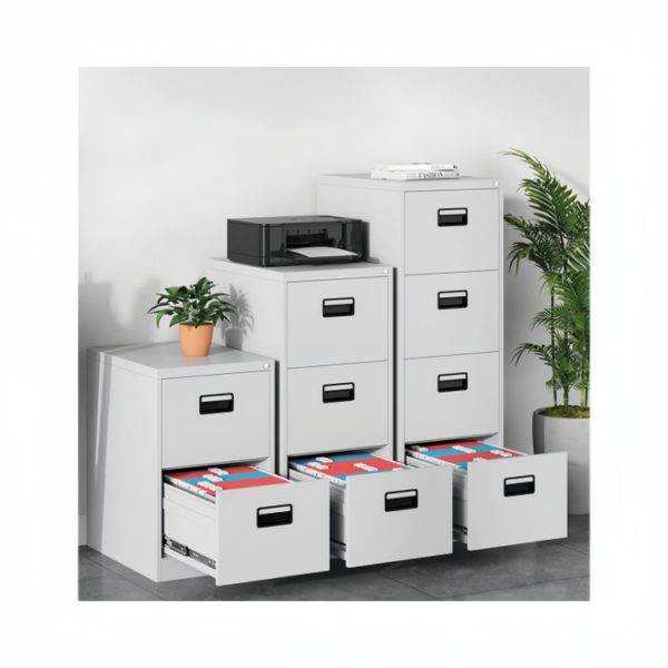 White Drawer File Cabinet with Multiple Drawers for Organized Document Storage in Office or Home