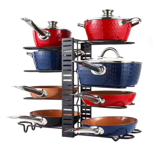 Space-Saving Upright Pan Storage Rack for Compact Kitchen Organization - Image 2