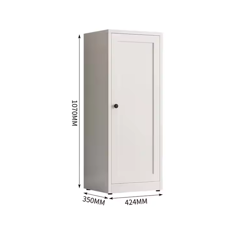 White storage cabinet with door and measurements