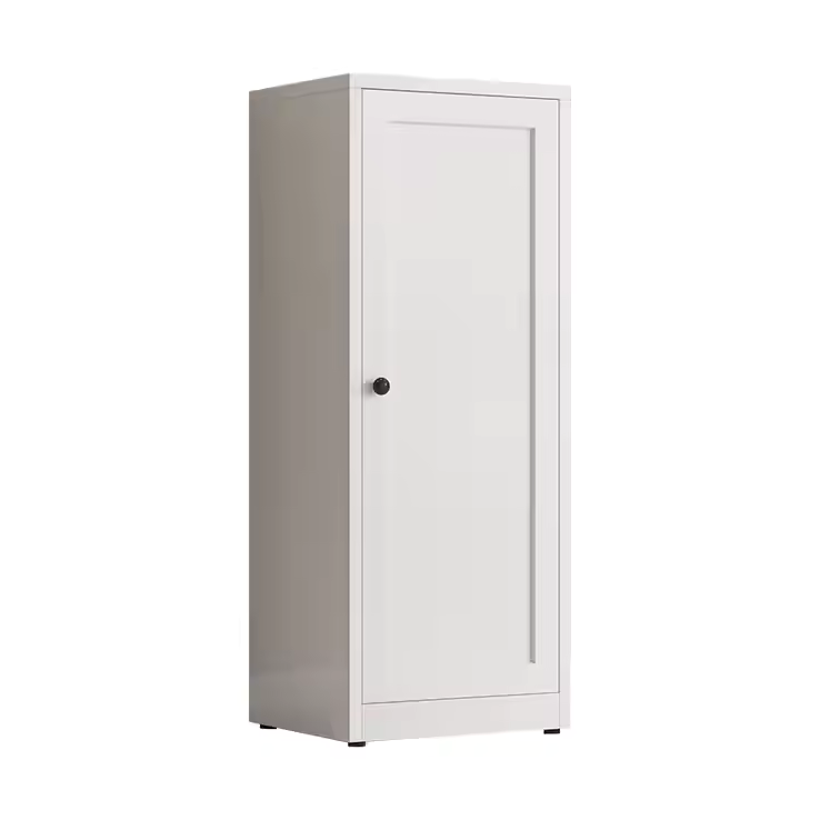 White tall storage cabinet with a single door