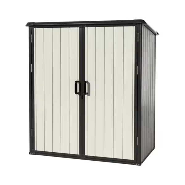 Outdoor storage shed with double doors