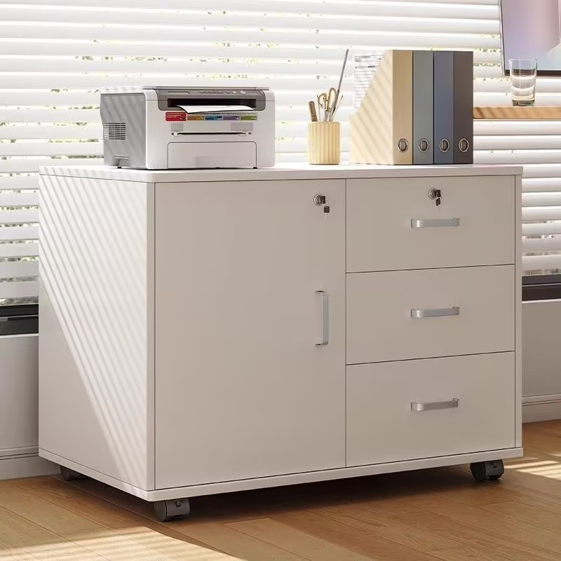 White Rolling File Cabinet